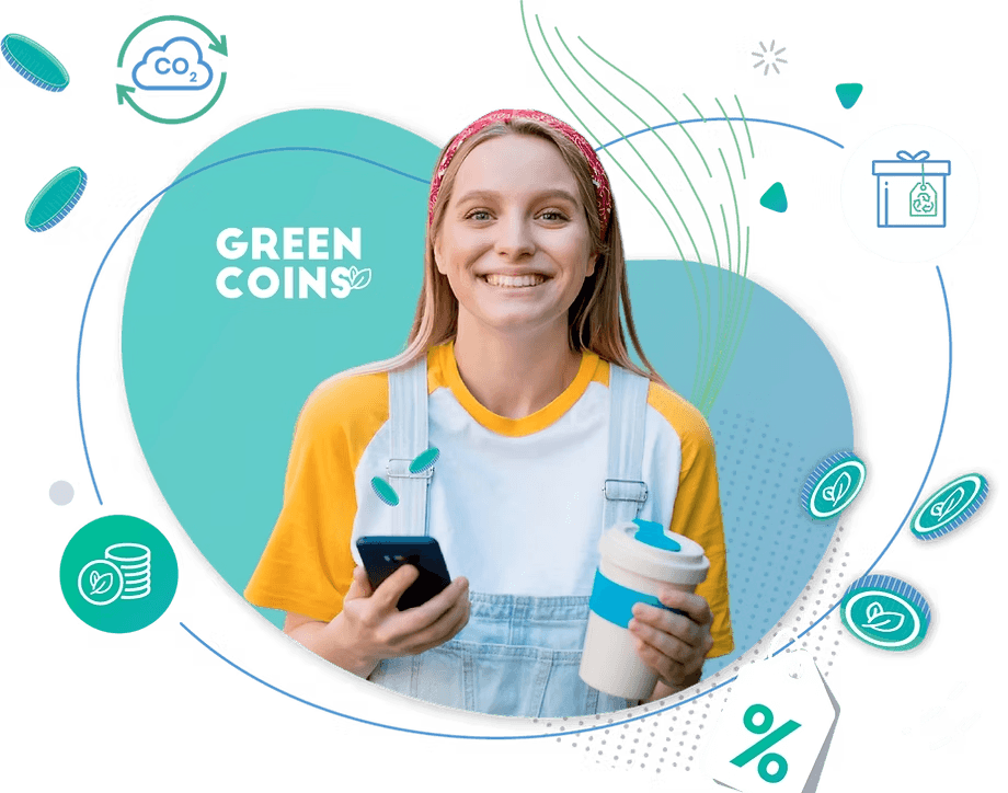 Person redeeming Green Coins for rewards